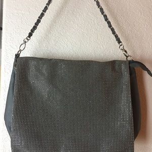 Beautiful gray leather handbag
